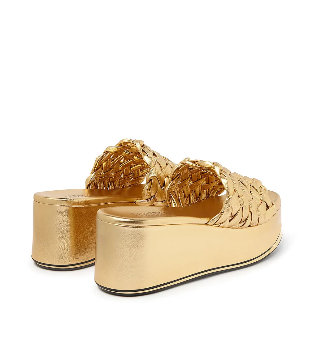 Gold-tone Nappa Leather Slides