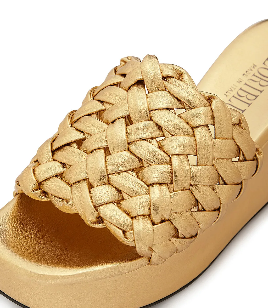 Gold-tone Nappa Leather Slides