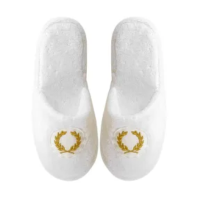 Golden Petals Embroidery Cotton Bath Slippers