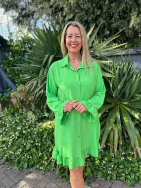 Green Crepe Frill Tunic April - Shop Now