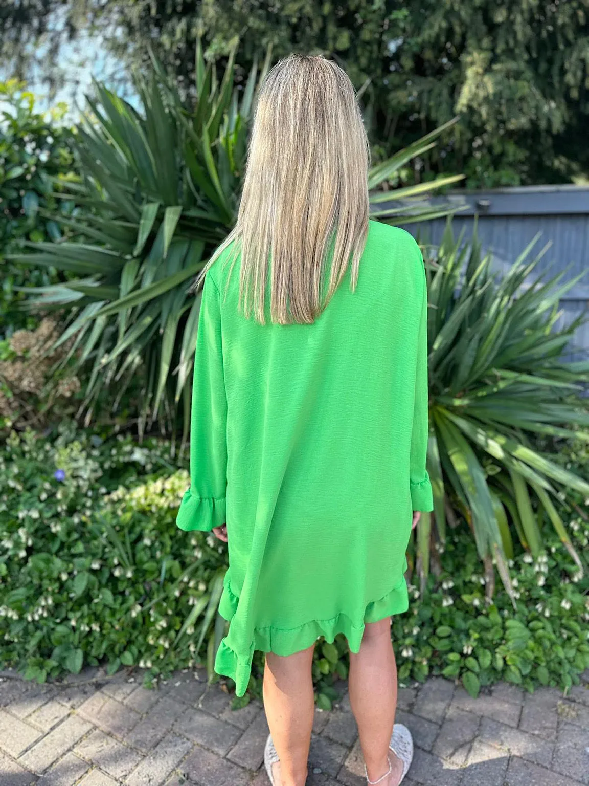 Green Crepe Frill Tunic April - Shop Now