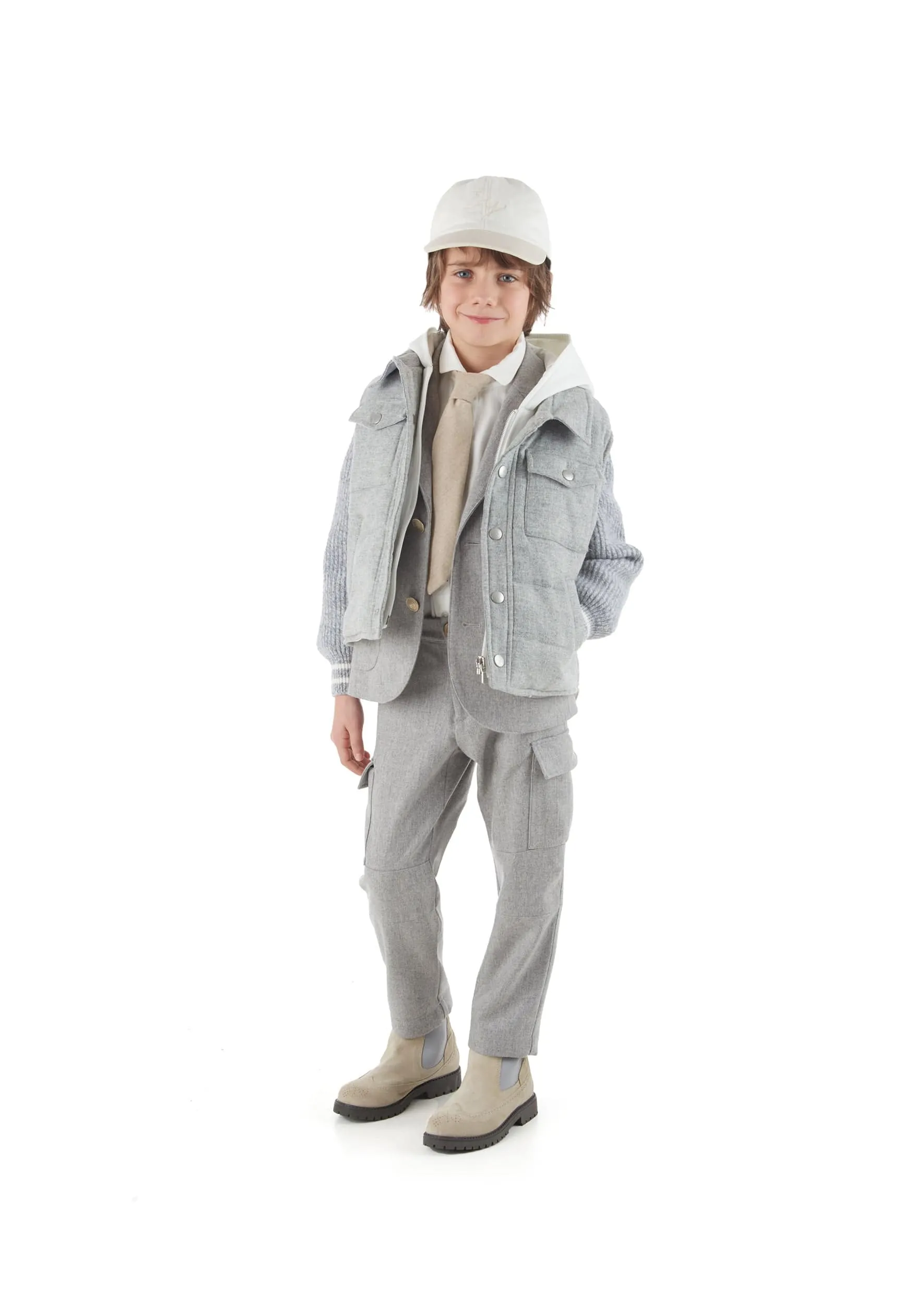 Grey Boys Hooded Gilet - Shop Eleventy Now