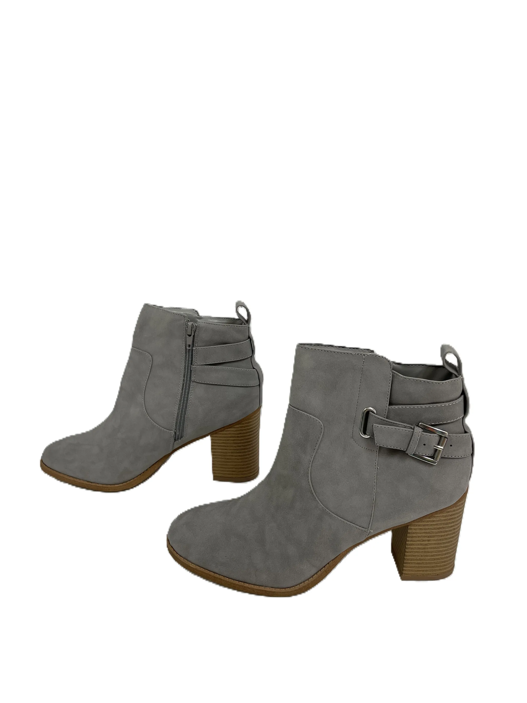 Grey Charlotte Russe Ankle Heel Boots, Size 10