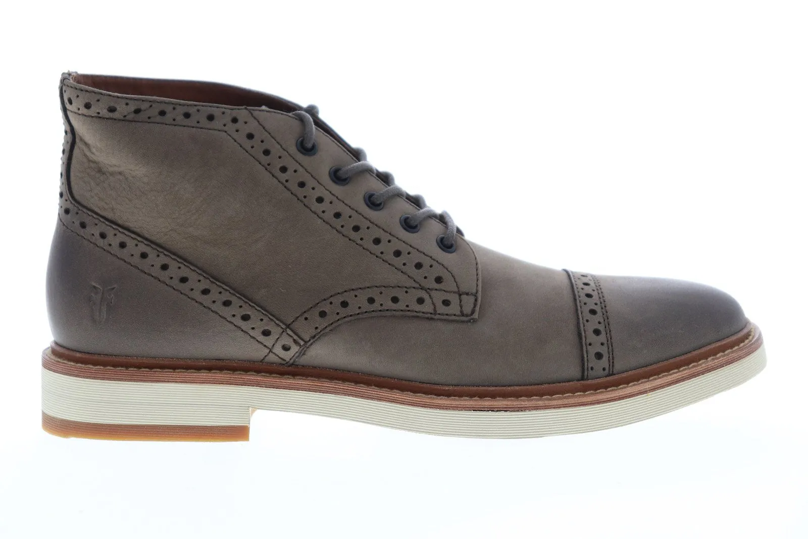 Grey Nubuck Leather Chukka Boots for Men with Lace-Up - Frye Joel Brogue Chukka 88083.