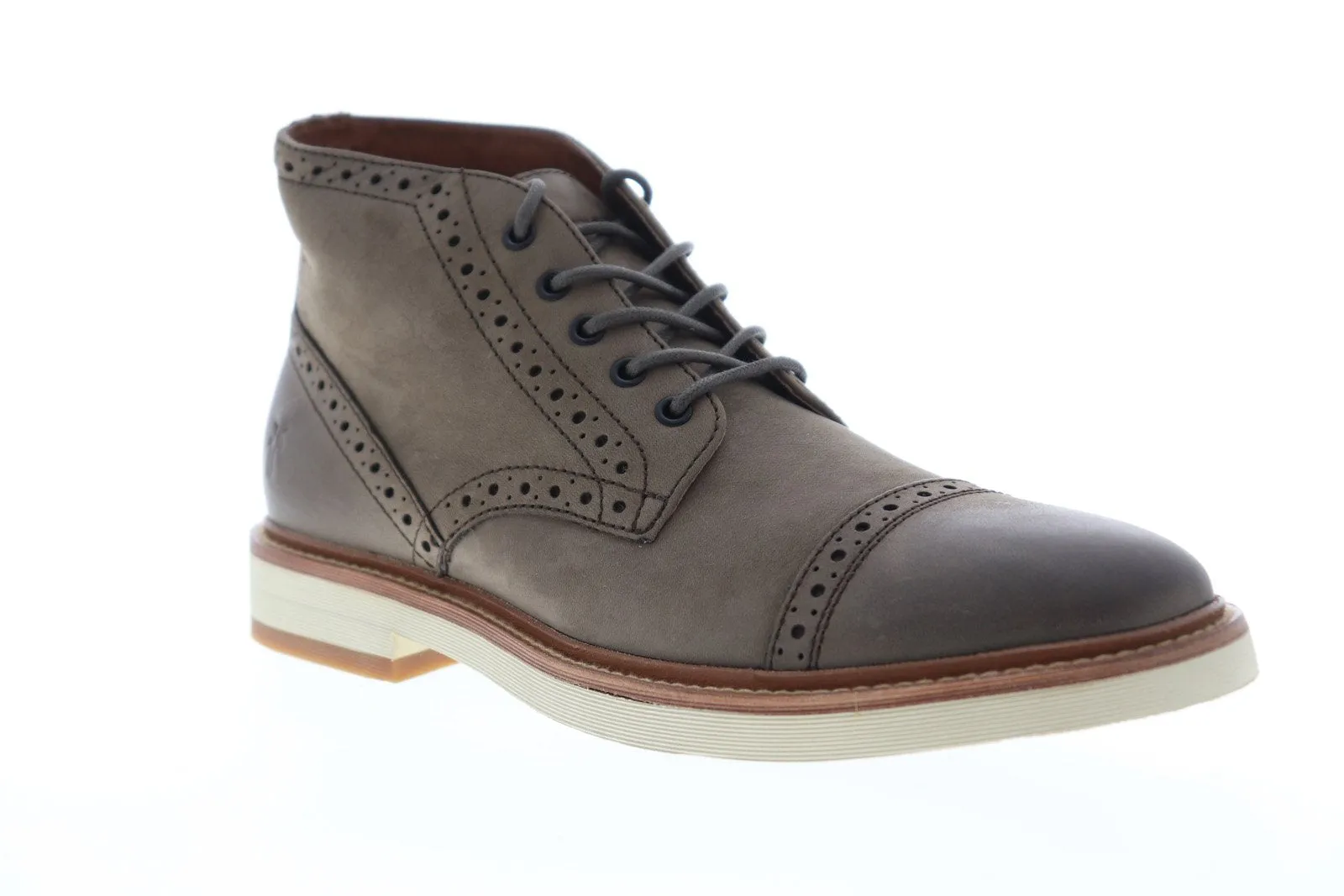 Grey Nubuck Leather Chukka Boots for Men with Lace-Up - Frye Joel Brogue Chukka 88083.