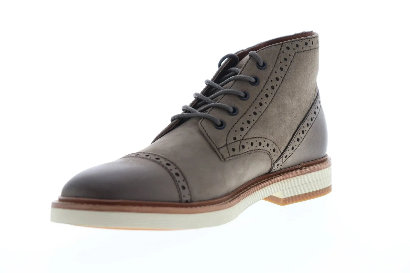 Grey Nubuck Leather Chukka Boots for Men with Lace-Up - Frye Joel Brogue Chukka 88083.