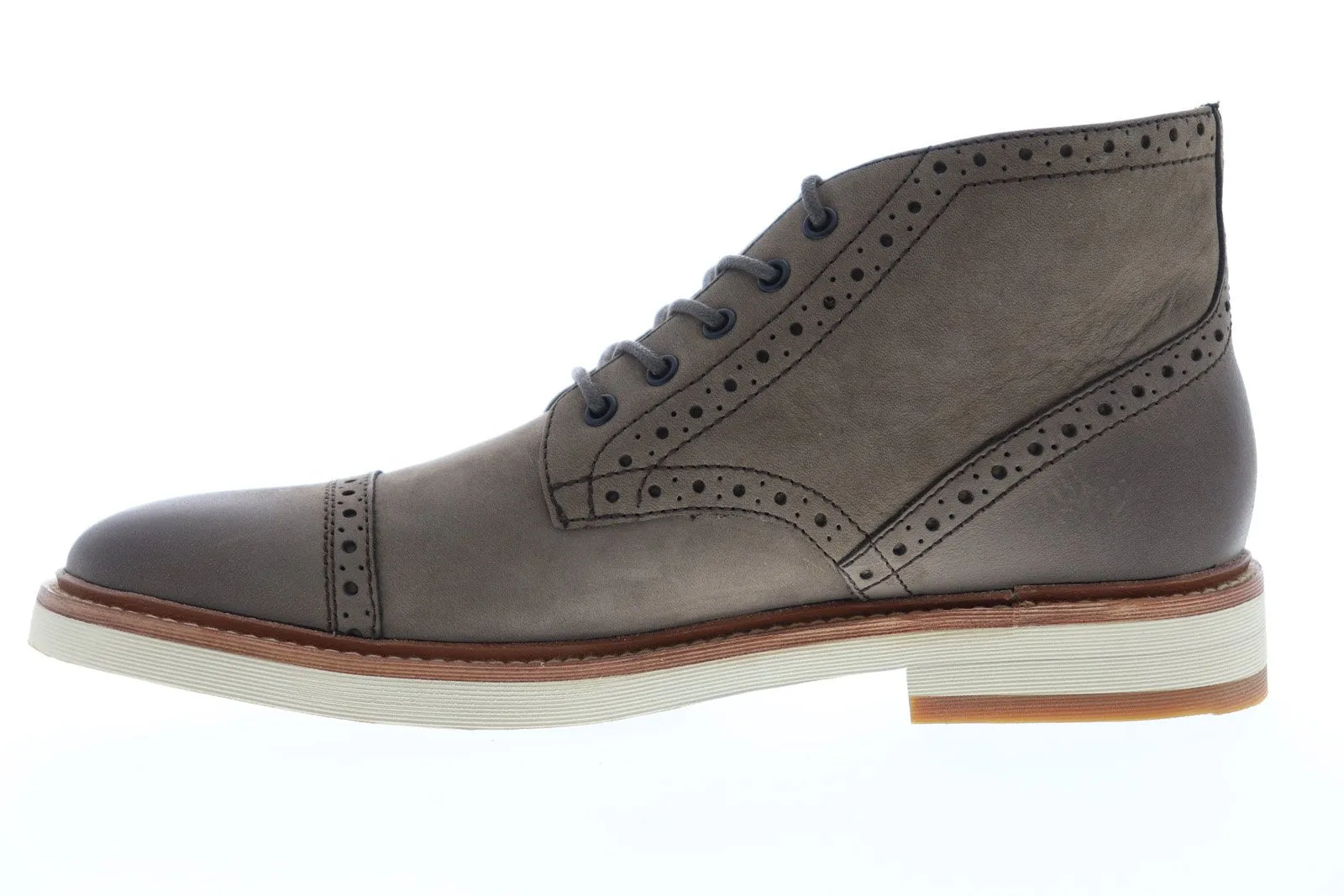 Grey Nubuck Leather Chukka Boots for Men with Lace-Up - Frye Joel Brogue Chukka 88083.