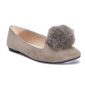 Grey Pom Pom Detail Flat