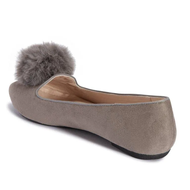 Grey Pom Pom Detail Flat