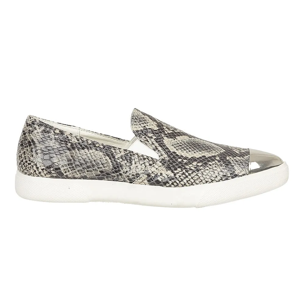 Grey Snake Pattern Flat Shoes