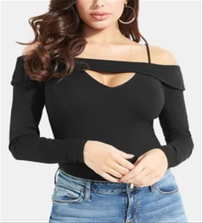 GUESS Women's Black Off The Shoulder Bodysuit - Size Small