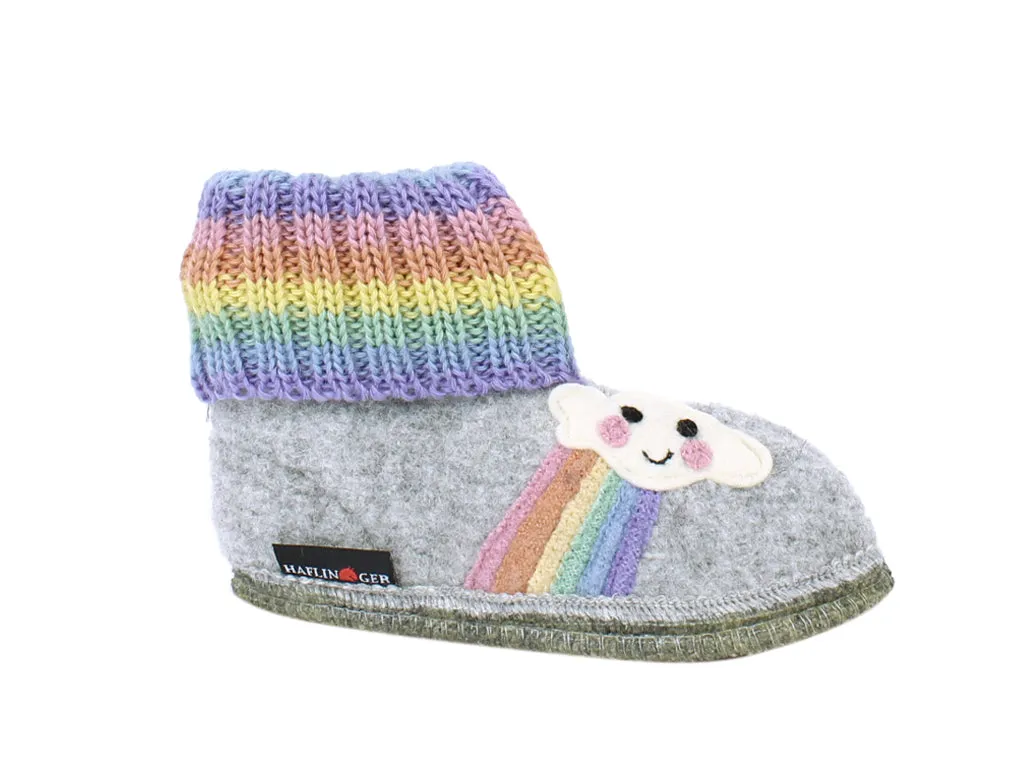 Rainbow Grey Haflinger Kids Slippers