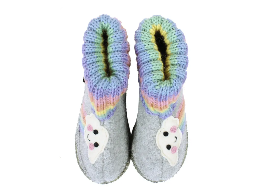 Rainbow Grey Haflinger Kids Slippers