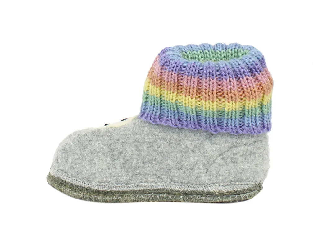 Rainbow Grey Haflinger Kids Slippers