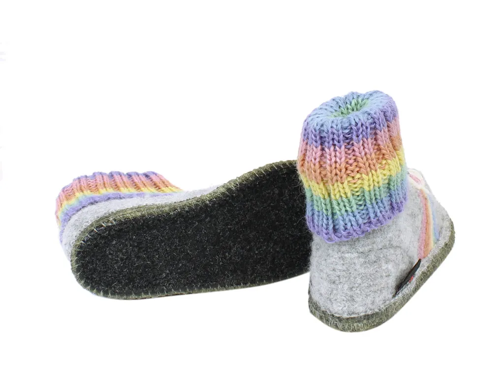 Rainbow Grey Haflinger Kids Slippers