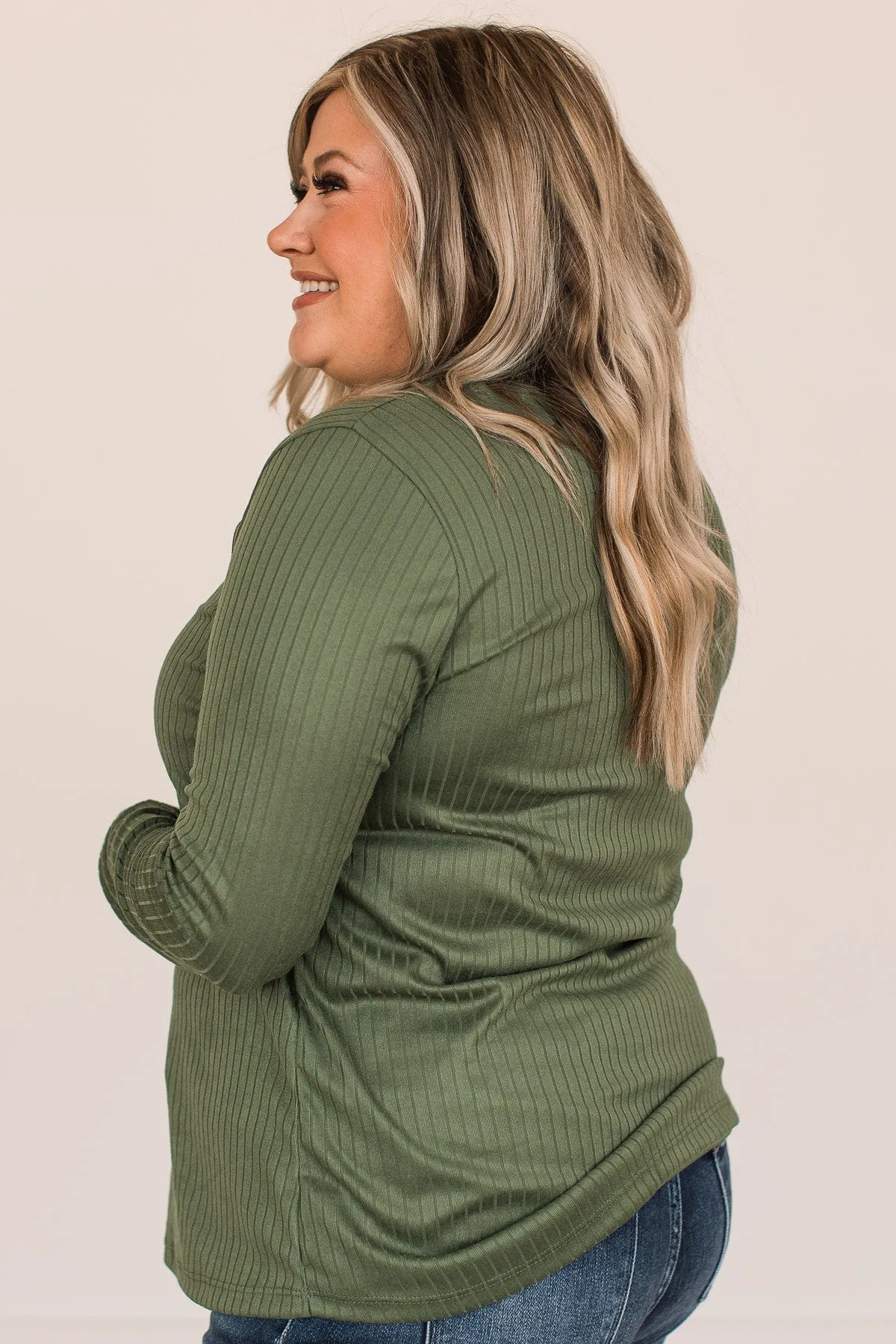 Joyful Ribbed Knit Top in Olive