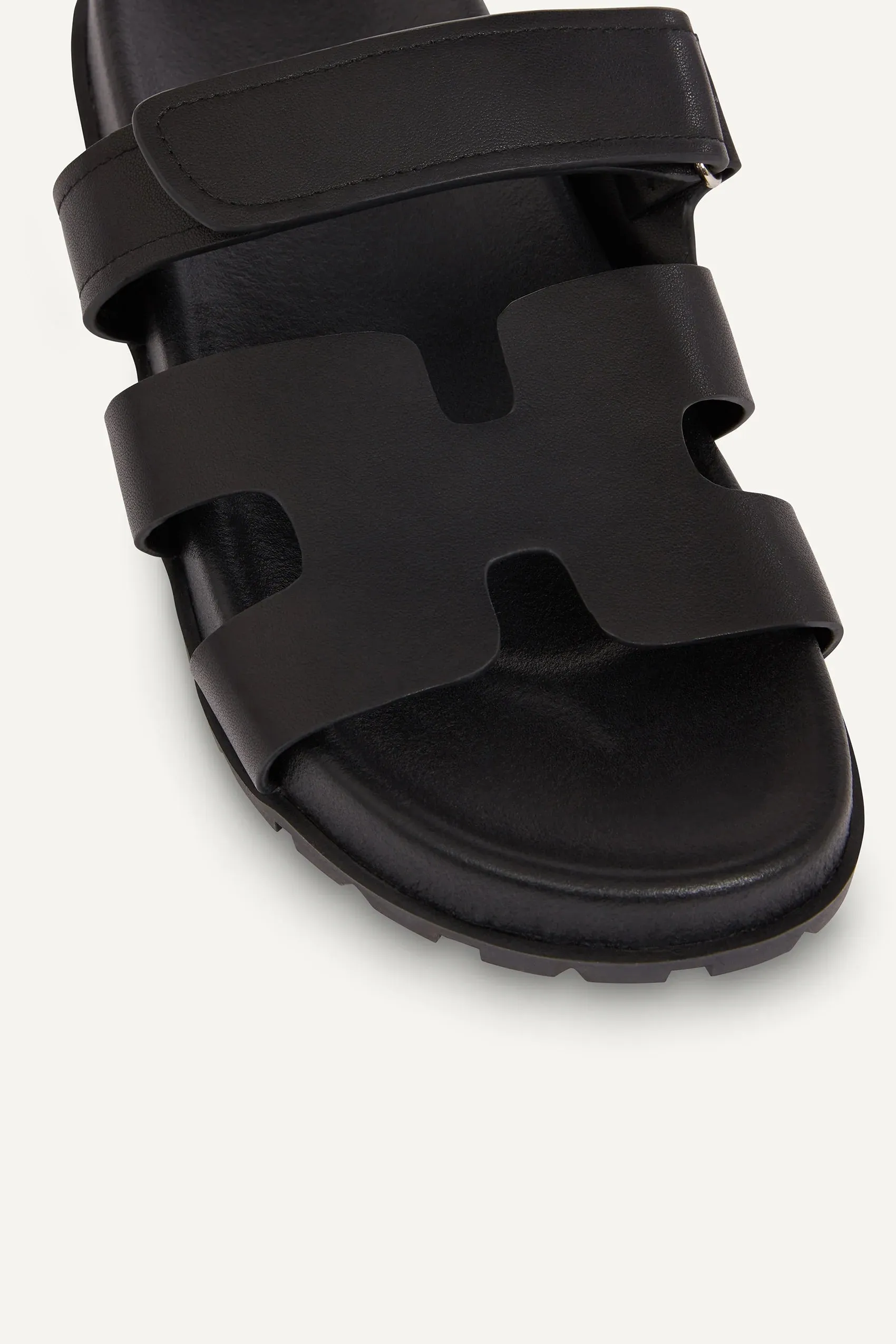 Harley Leather Slides in Black