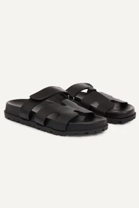 Harley Leather Slides in Black