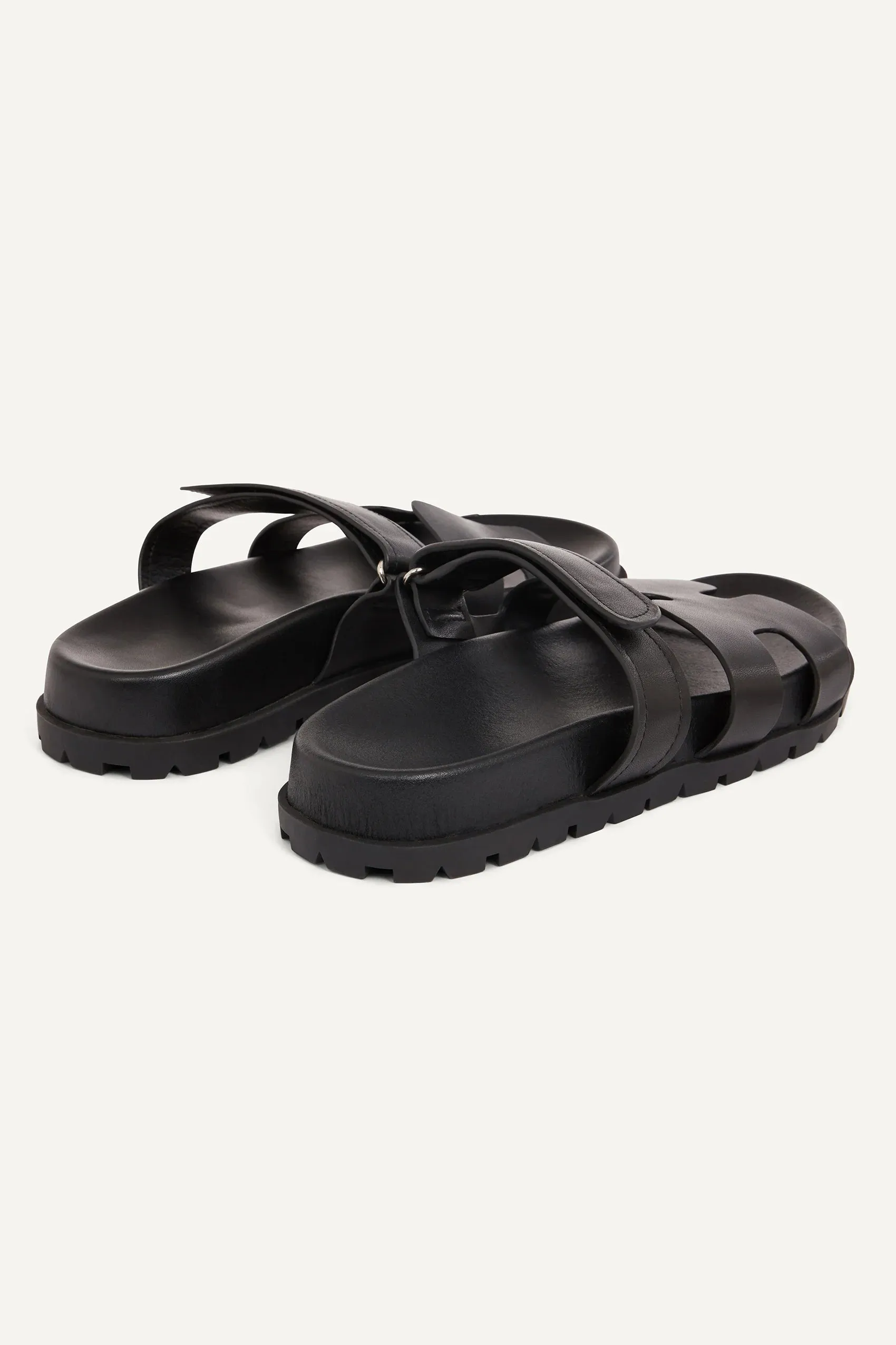 Harley Leather Slides in Black