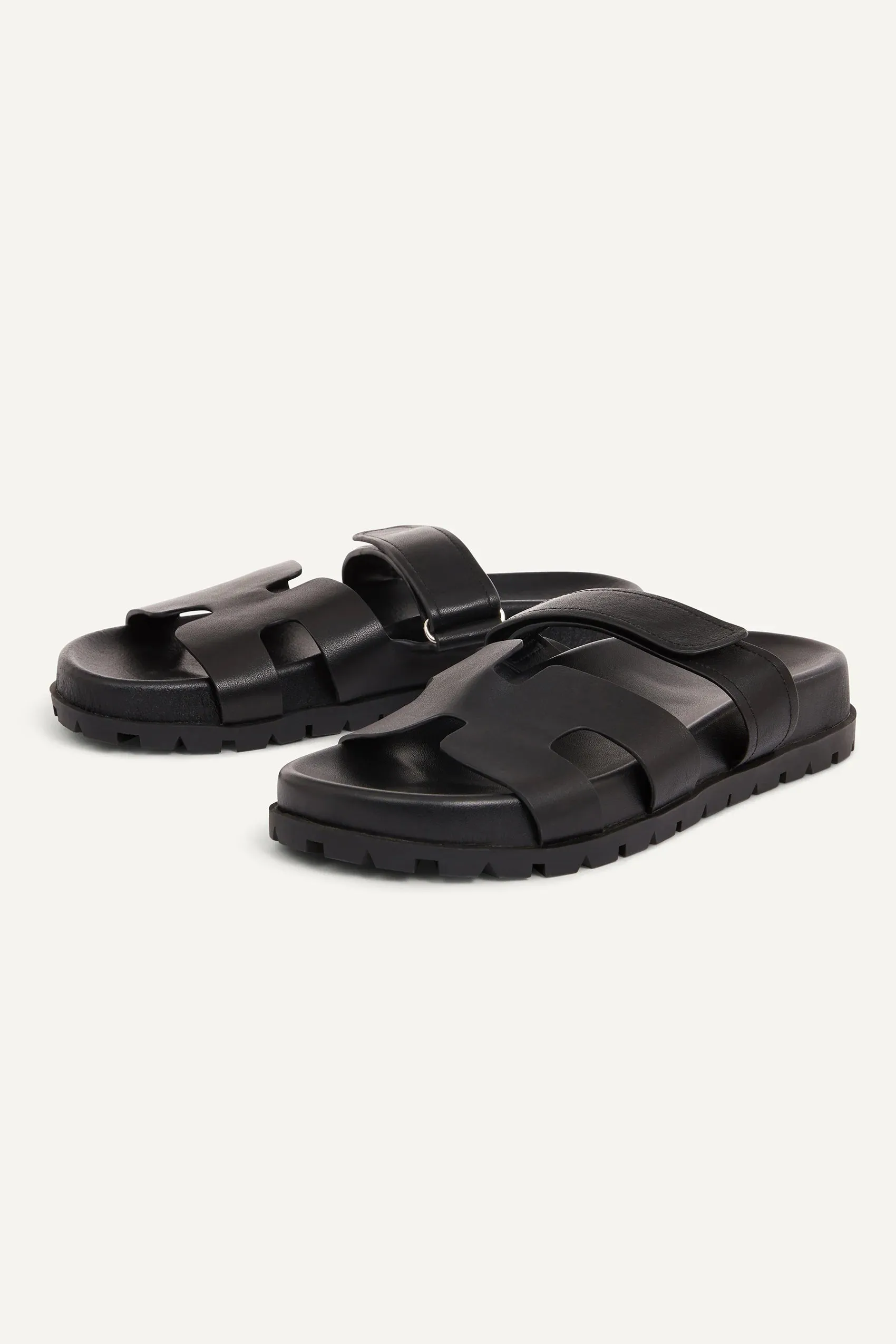 Harley Leather Slides in Black