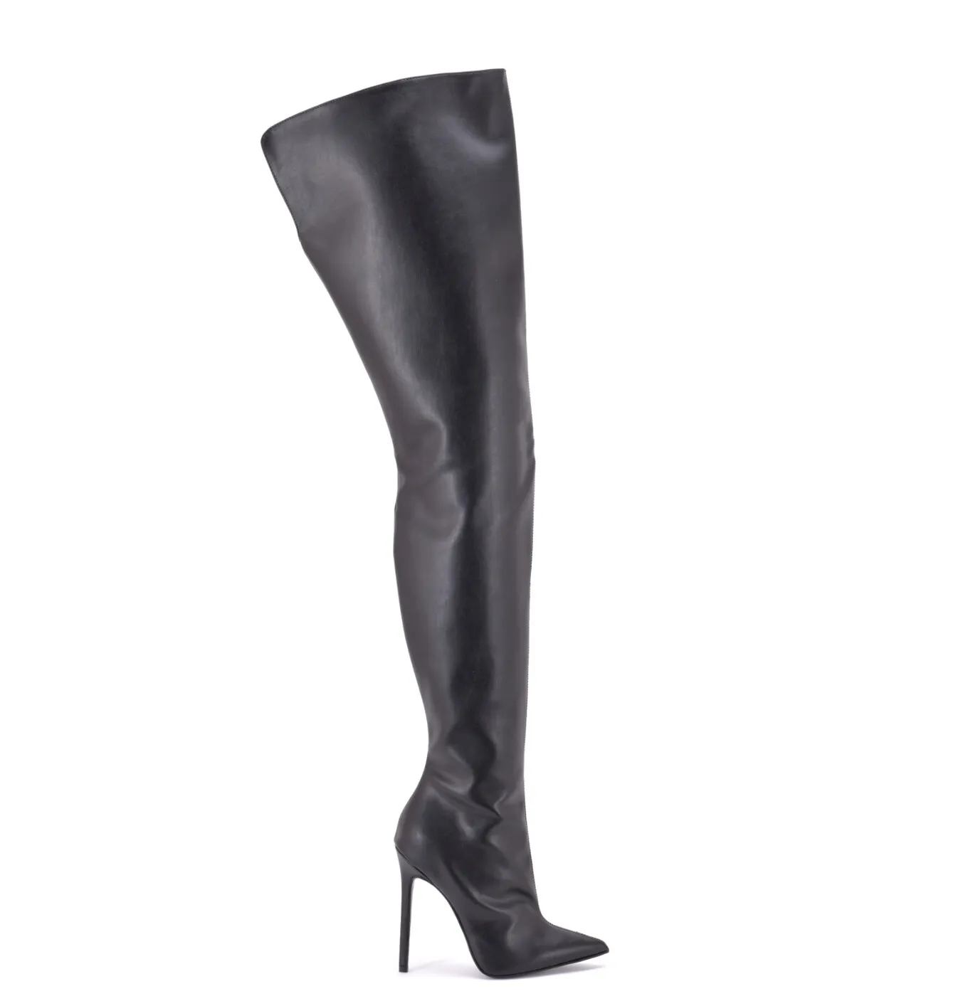 High thigh boots with stiletto heels in VEGAN leather