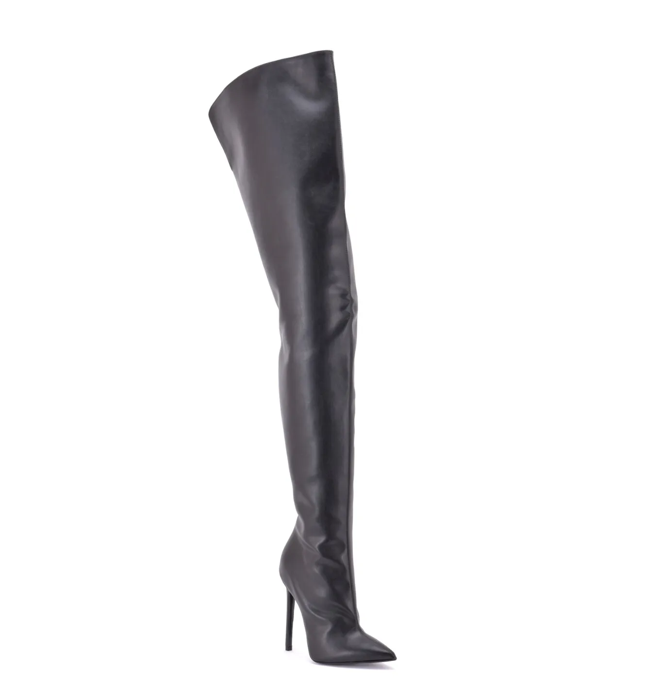 High thigh boots with stiletto heels in VEGAN leather