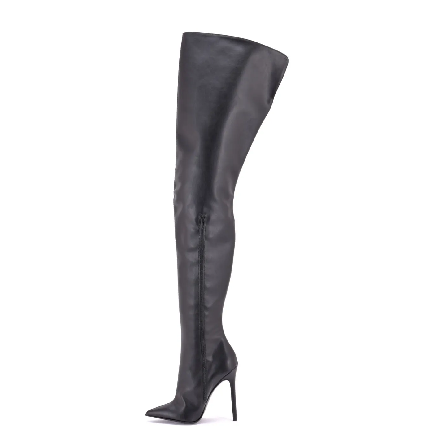 High thigh boots with stiletto heels in VEGAN leather