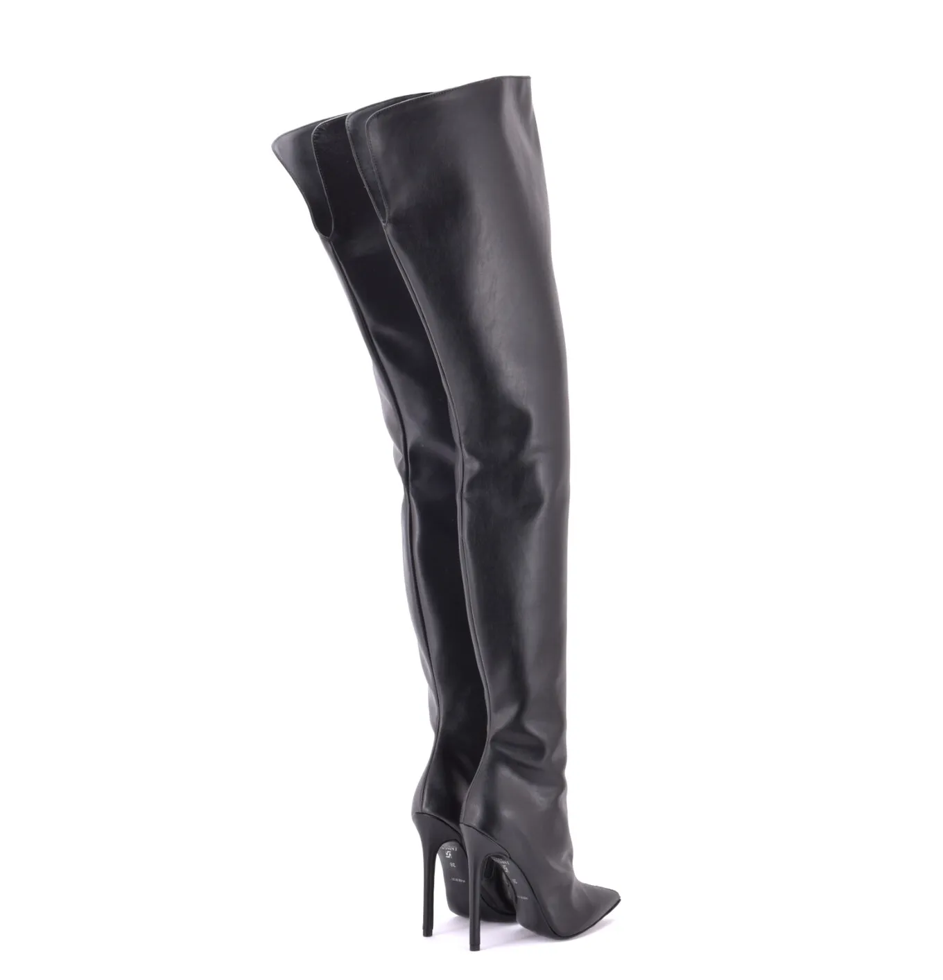 High thigh boots with stiletto heels in VEGAN leather