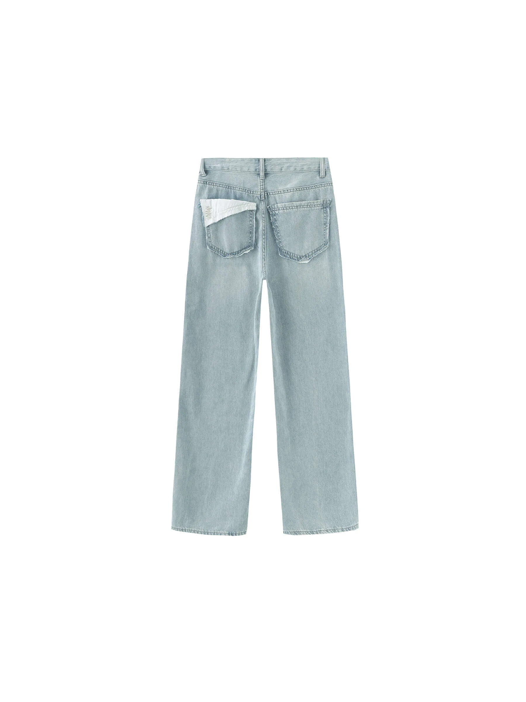 High Waist Loose Straight Washed Jeans