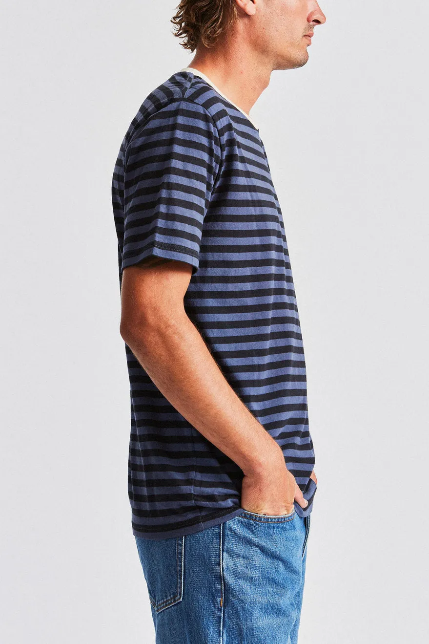 Hilt Mini Stripe S/S Knit - Black/Washed Navy