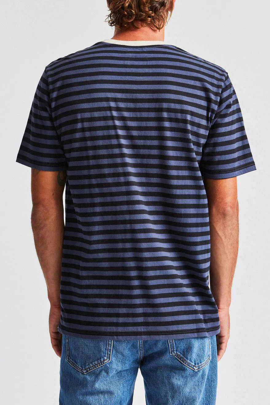 Hilt Mini Stripe S/S Knit - Black/Washed Navy