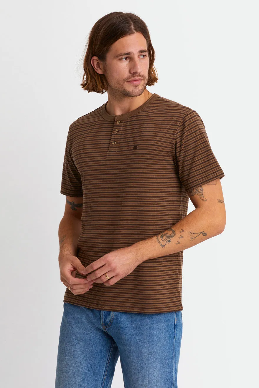 Hilt S/S Henley Knit - Dark Khaki/Brown