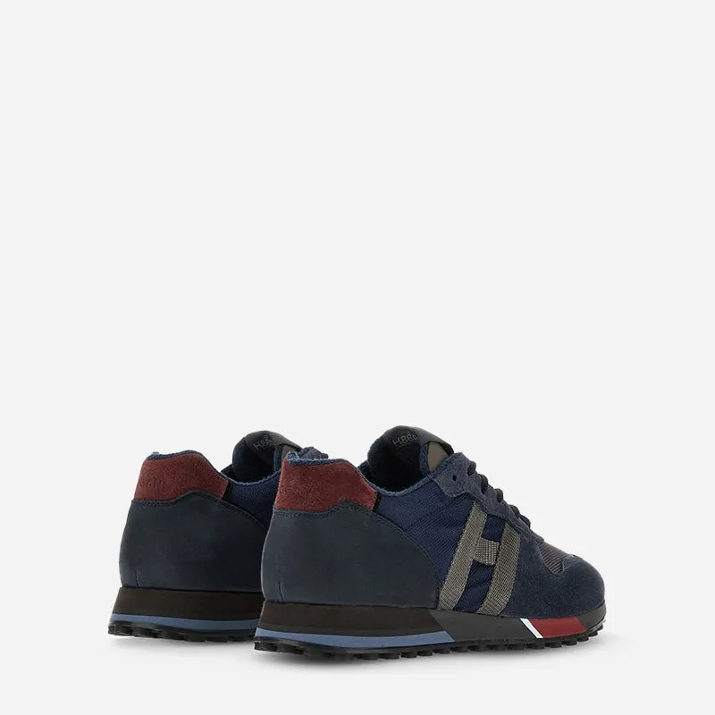 Hogan H383 Blue Gray Bordeaux Sneakers.