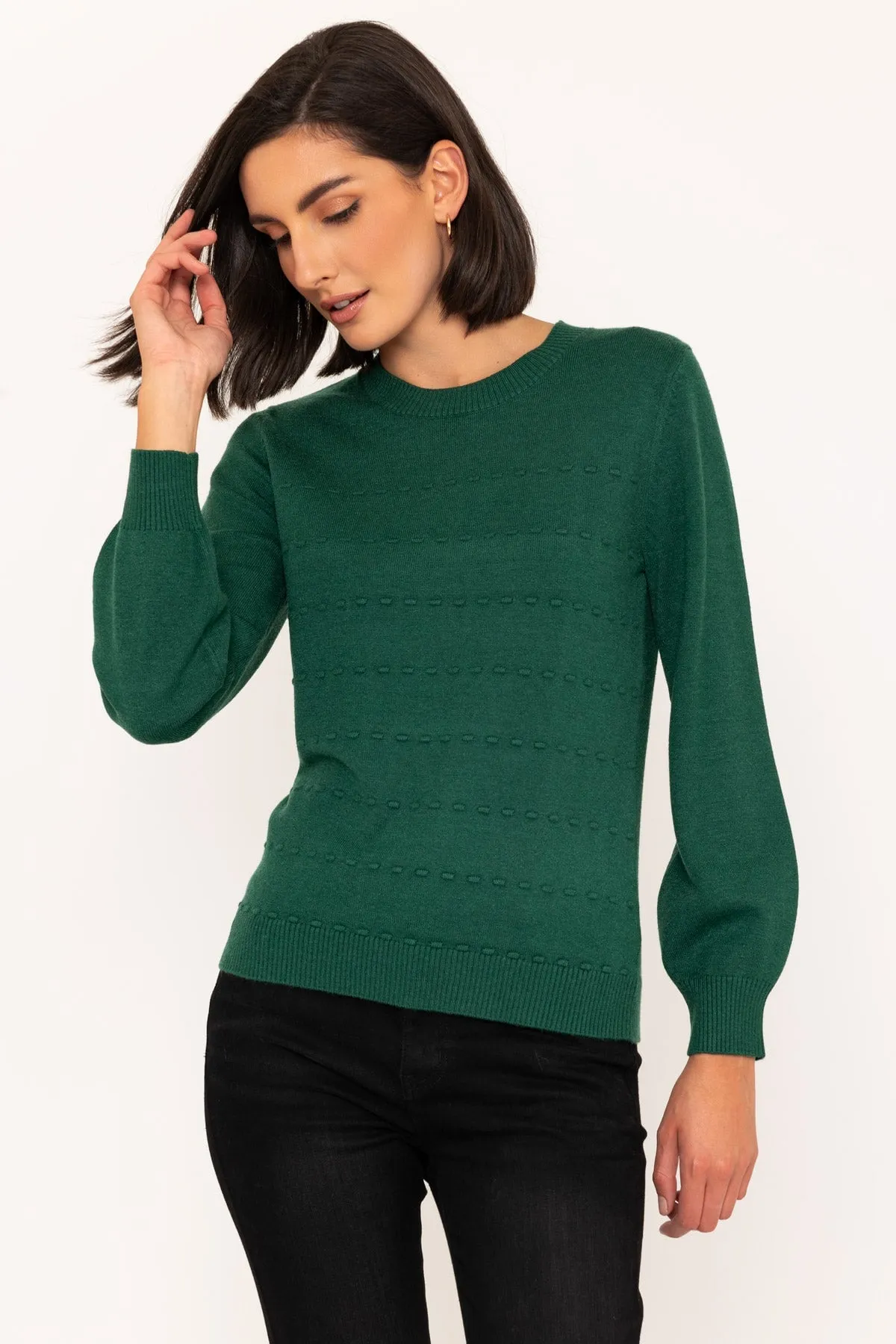 Horizontal Stitch Knit Jumper in Green