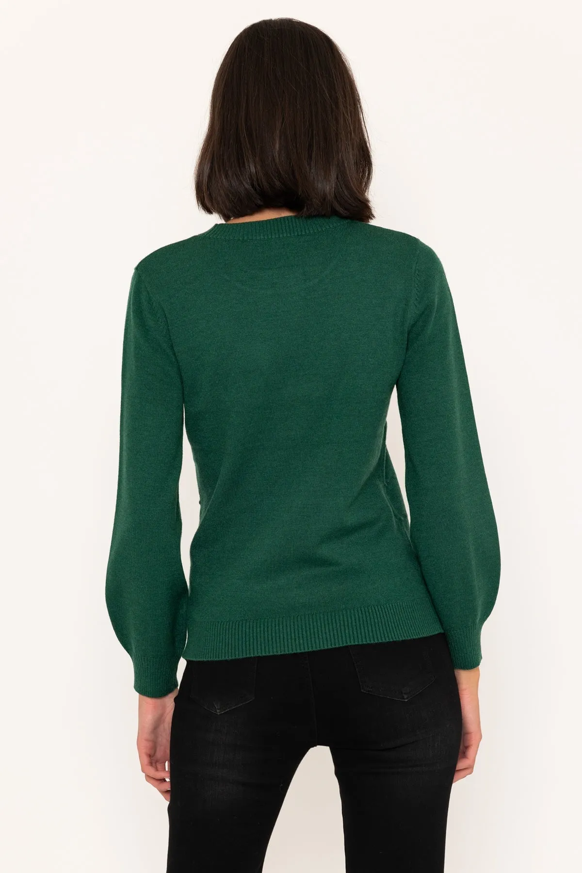 Horizontal Stitch Knit Jumper in Green