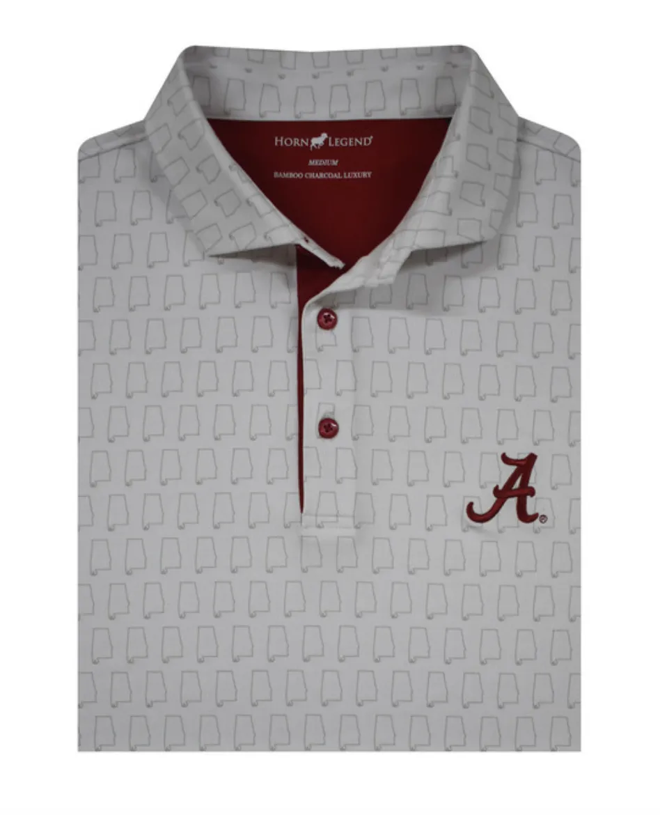 Horn Legend Alabama Crimson Tide Inspired State Polo