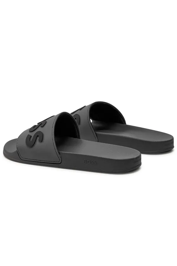 Hugo Boss Dark Grey Logo Slides