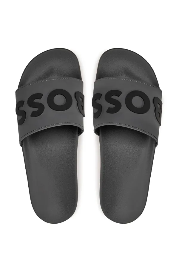 Hugo Boss Dark Grey Logo Slides