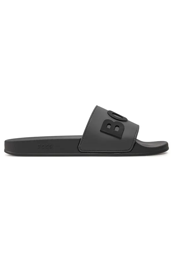 Hugo Boss Dark Grey Logo Slides