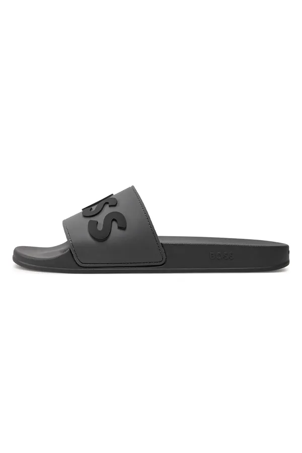 Hugo Boss Dark Grey Logo Slides