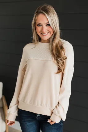 Color Block Cream Knit Top