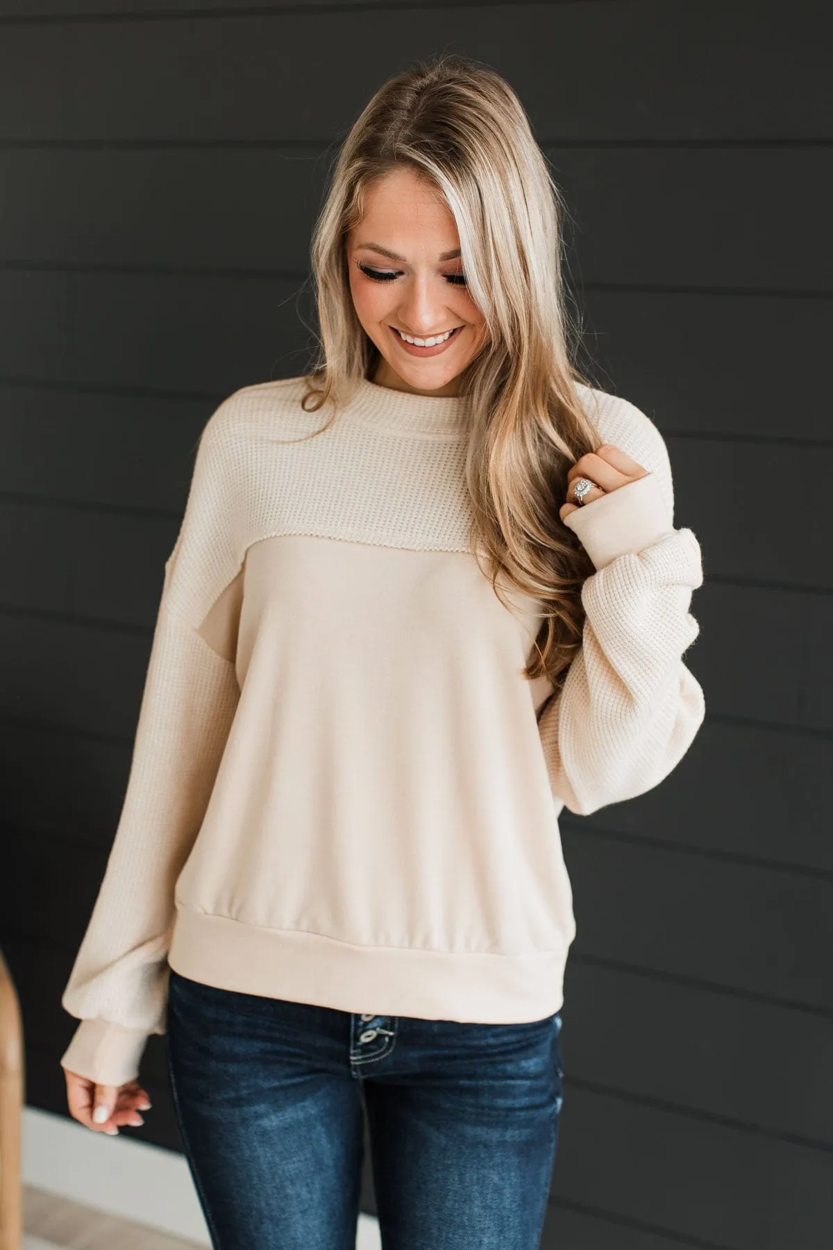 Color Block Cream Knit Top