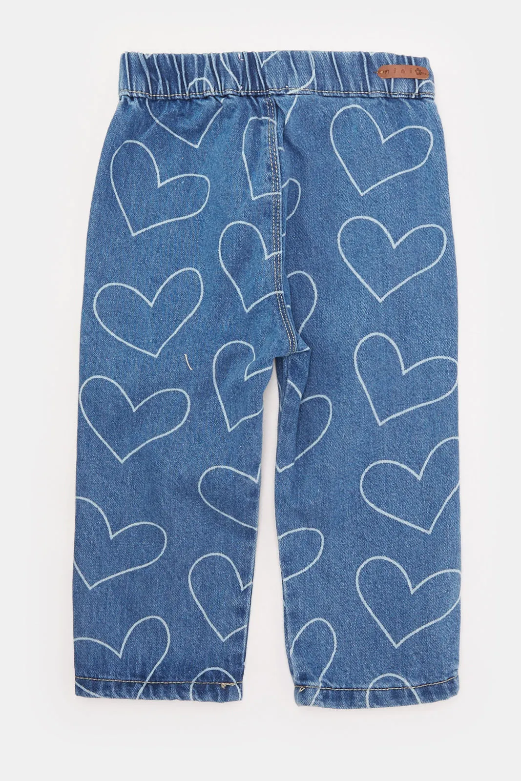 Infant Girls Blue Heart All Over Print Denim Jeans