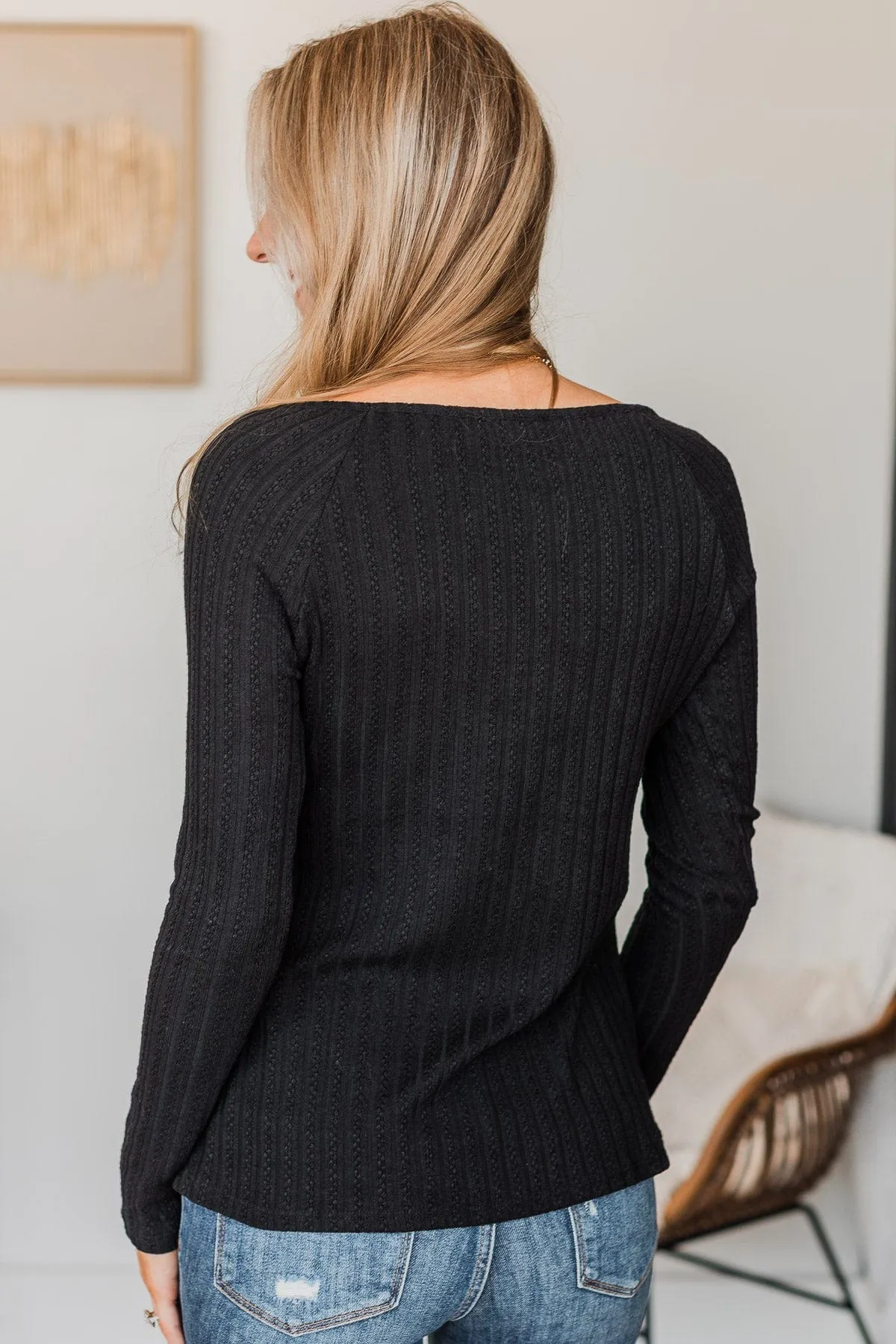 Black Long Sleeve Knit Top