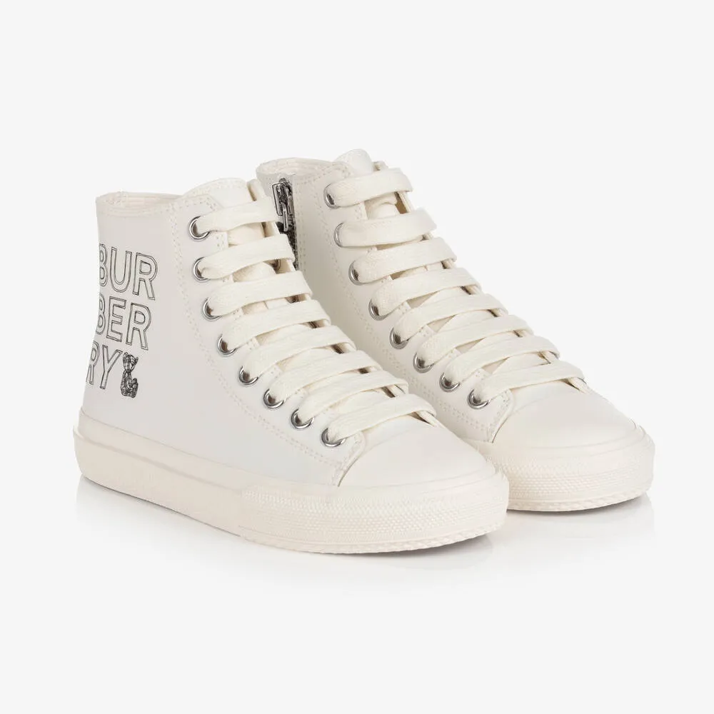 Ivory Cotton Hi-Top Trainers