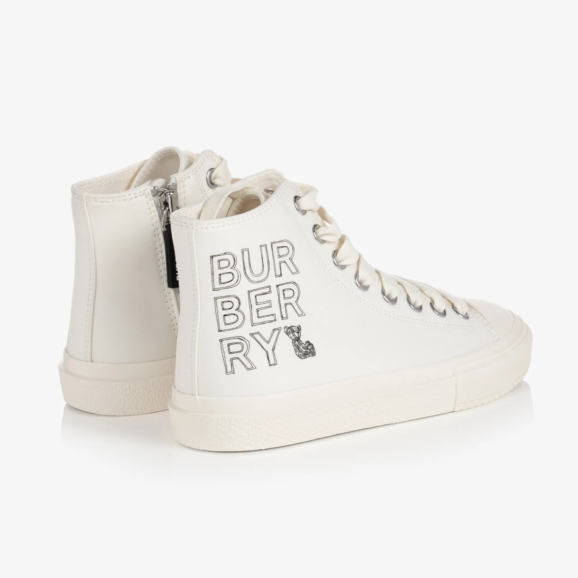 Ivory Cotton Hi-Top Trainers