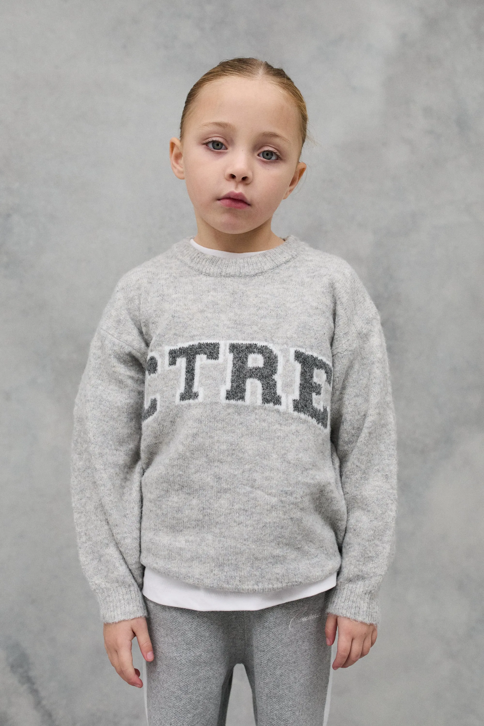 JNR CTRE KNIT SWEATSHIRT - GREY MARL