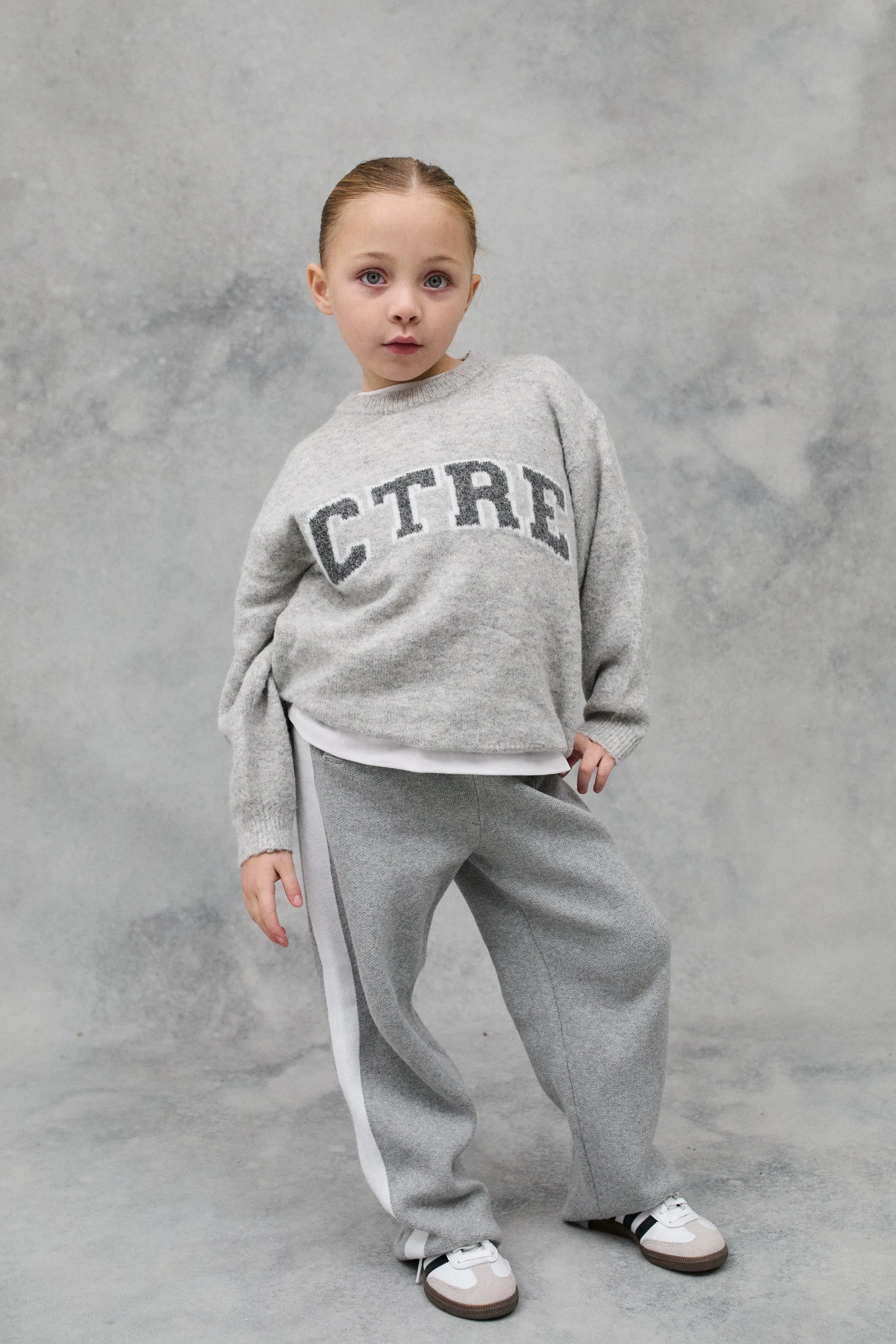 JNR CTRE KNIT SWEATSHIRT - GREY MARL