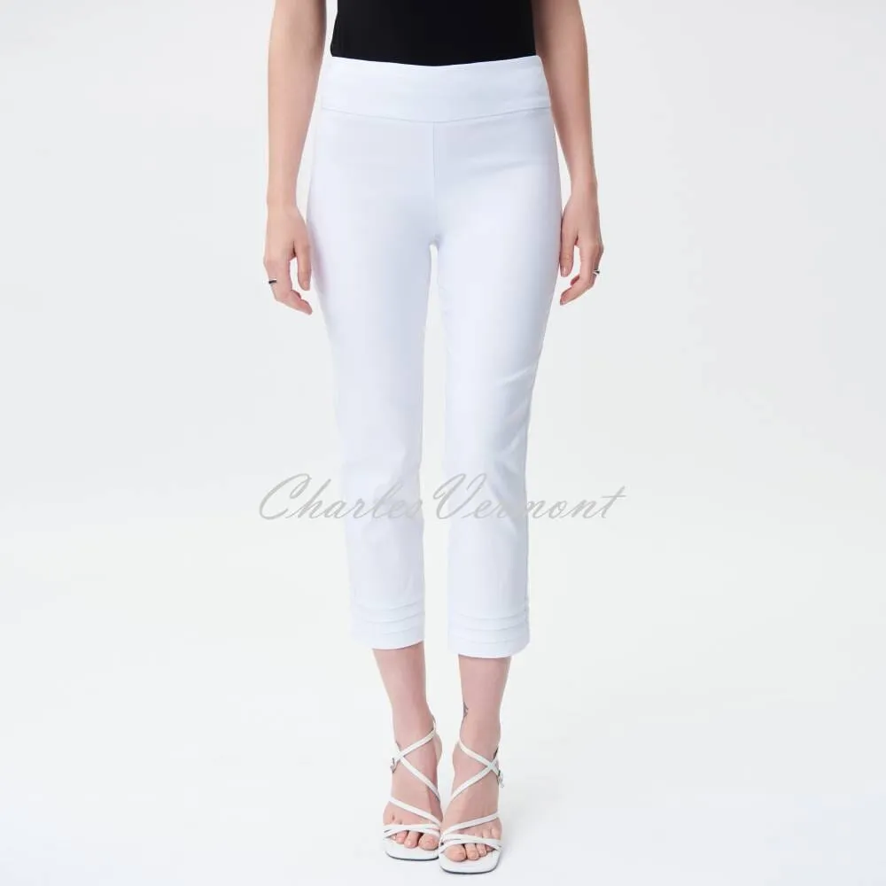 Joseph Ribkoff White Cropped Trousers with Ankle Detail, Style 231029