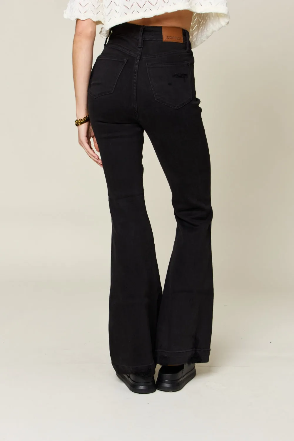 Judy Blue High Waist Flare Jeans With Distressed Finish